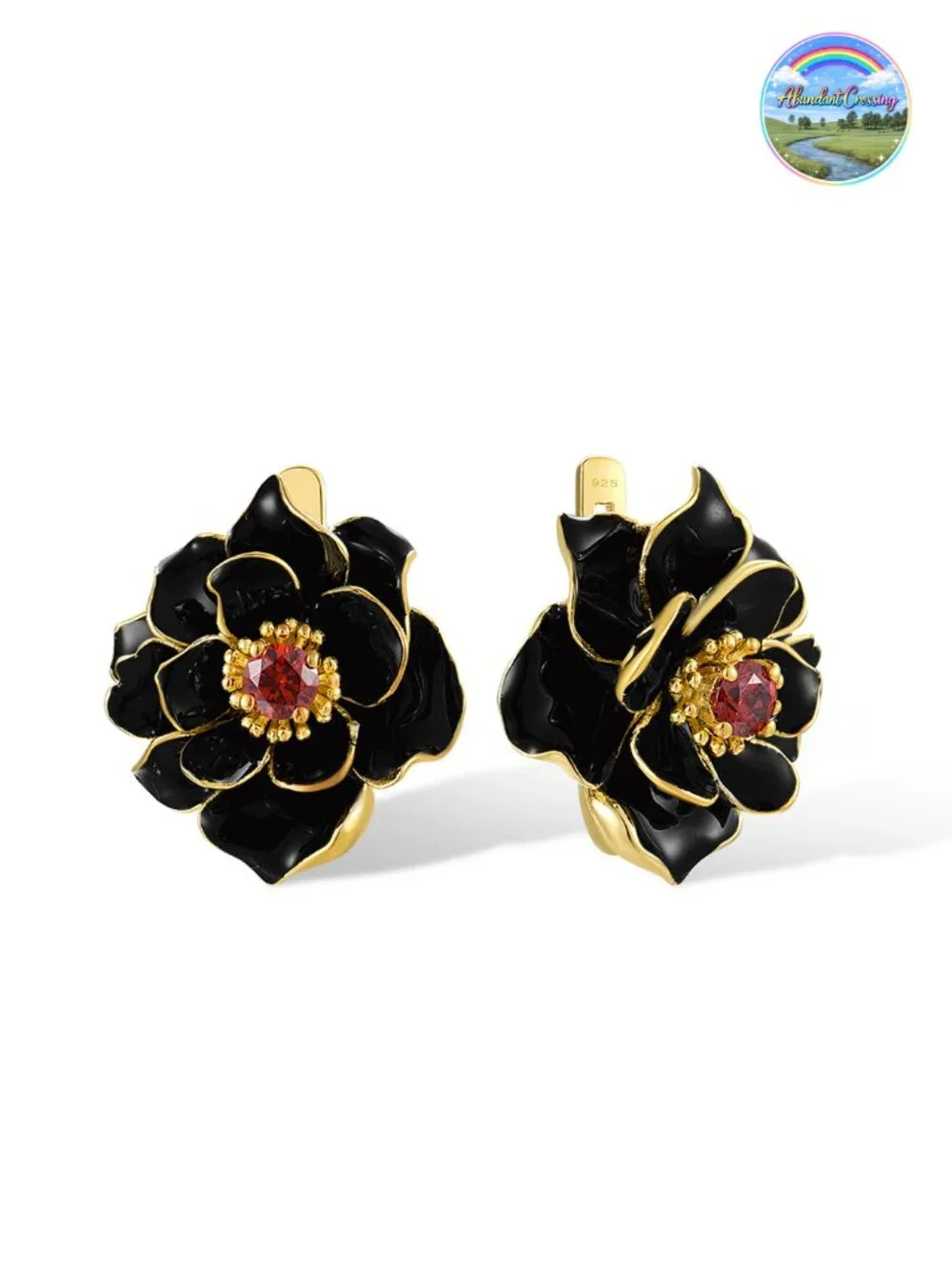 925 Sterling Silver Enamel Flower Statement Ring for Women